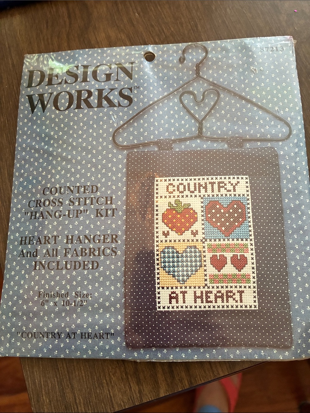 Country at Heart Blue Cross-Stitch Wall Hanger